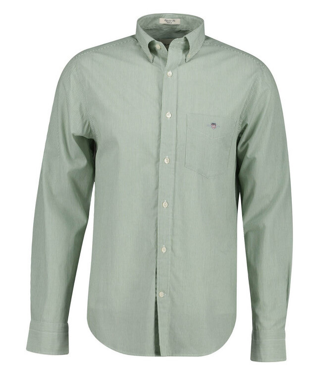 Gant 3000140 354 heren overhemd olijfgroen-wit streepje