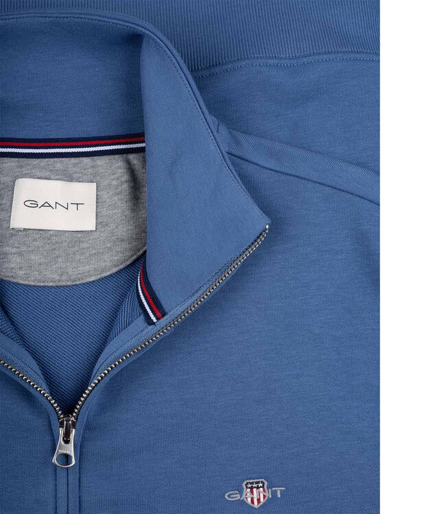 Gant 2008006 442 heren blauw sweat vest met rits en zakken