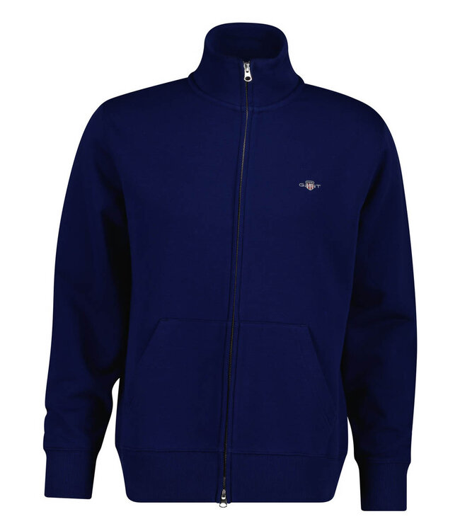 Gant 2008006 432 heren donker kobaltblauw sweat vest met rits en zakken