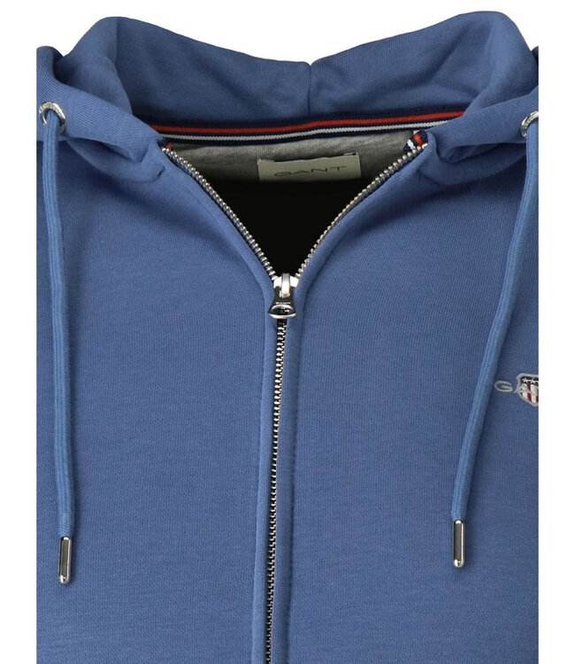 Gant 2007059 442 heren blauw sweat vest met rits en capuchon
