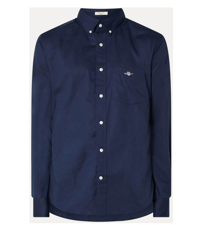 Gant 3000100-410 Gant heren overhemd donkerblauw poplin 1knoops button down