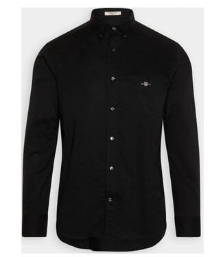 Gant heren overhemd zwart broadcloth poplin uni