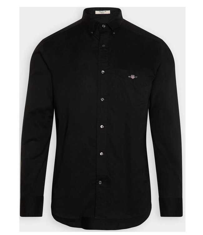 Gant 3000100-5 heren overhemd zwart poplin 1knoops button down