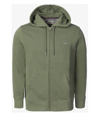 Gant heren olijfgroen dry herb green sweat vest met rits en capuchon