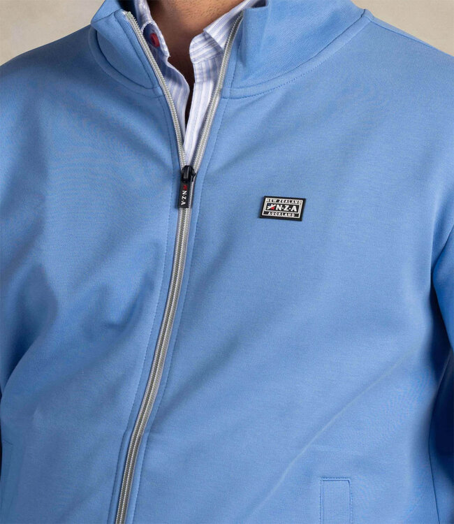New Zealand Auckland 26BN302 2693 sweat vest cool blue blauw met rits en zakken