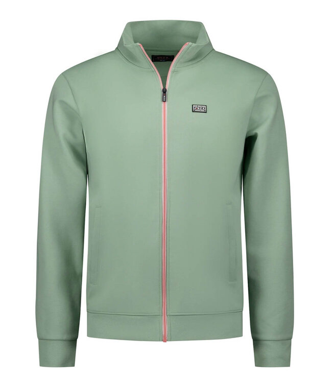 New Zealand Auckland 26BN302 1785 sweat vest dewy green groen met rits en zakken