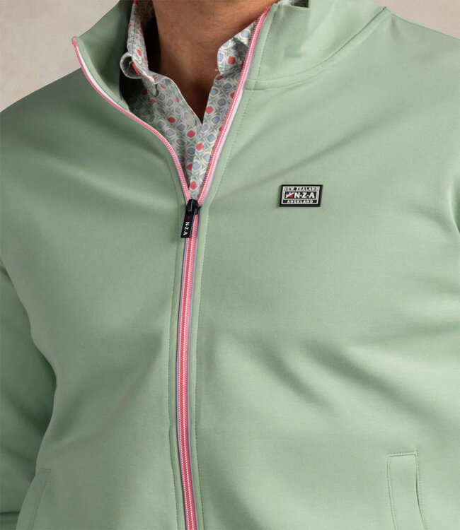 New Zealand Auckland 26BN302 1785 sweat vest dewy green groen met rits en zakken