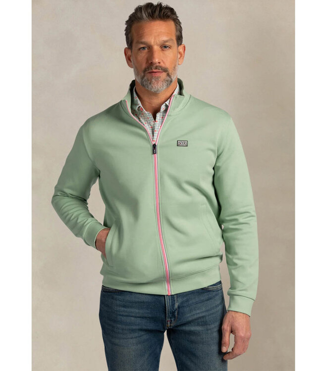 New Zealand Auckland 26BN302 1785 sweat vest dewy green groen met rits en zakken