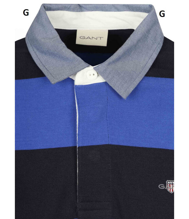 Gant 2004083 417 donkerblauw-blauw streep heren rugby shirt sweater