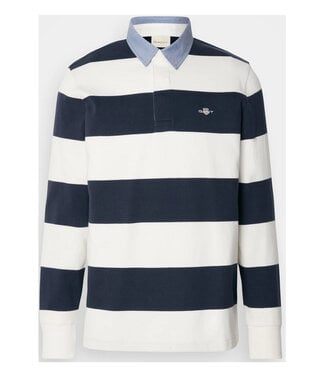 Gant donkerblauw-wit streep heren rugby shirt sweater