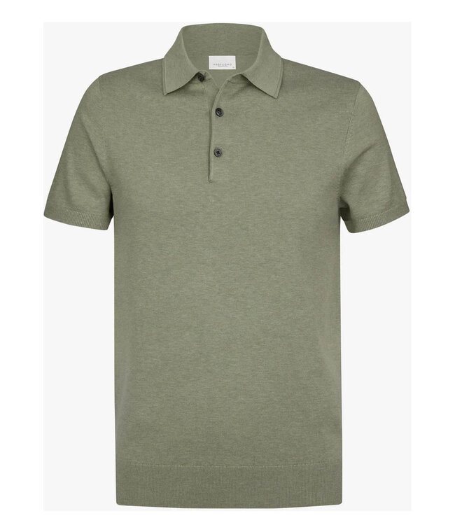 Profuomo PPXD10007D gebreide polo olijfgroen mid green korte mouw kwaliteit tencel