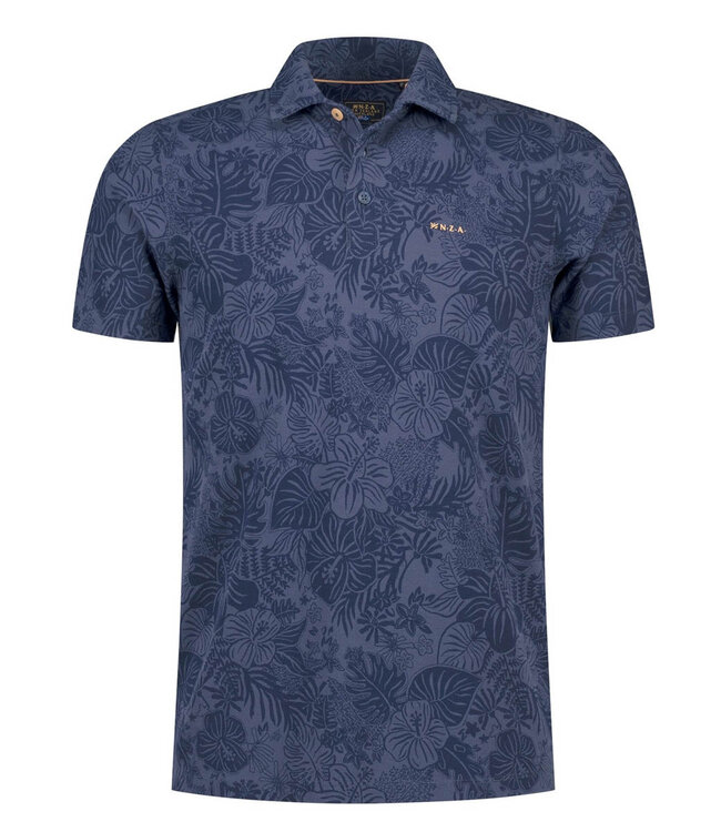 New Zealand Auckland 26CN104-2616 Navy Sky speciale bloemenprint polo short sleeve polo