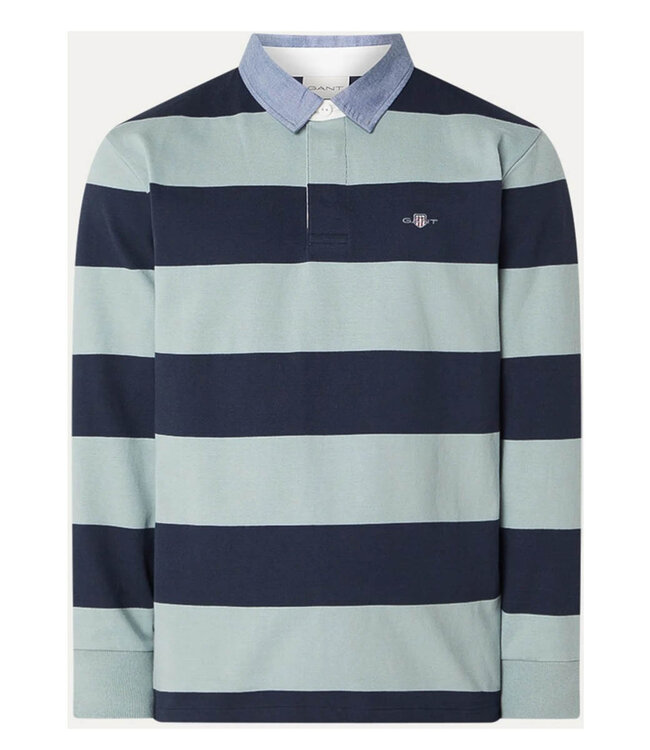 Gant donkerblauw-groen grijs heren rugby shirt sweater