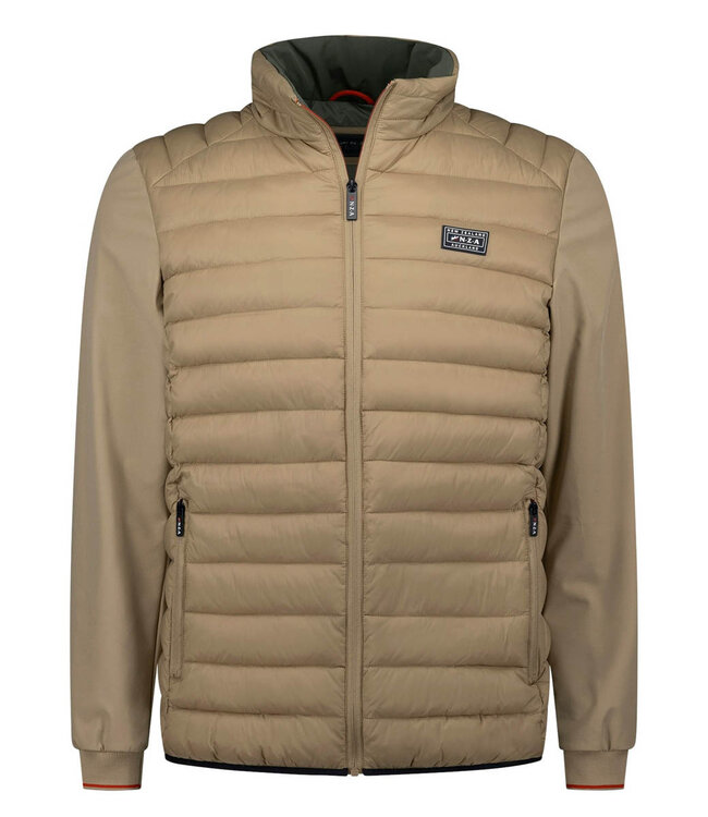 New Zealand Auckland 26AN800 1151 beige gewatteerde jas met rits en zakken