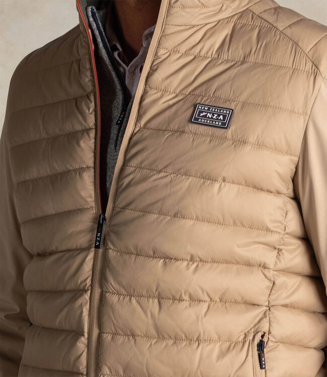 New Zealand Auckland 26AN800 1151 beige gewatteerde jas met rits en zakken