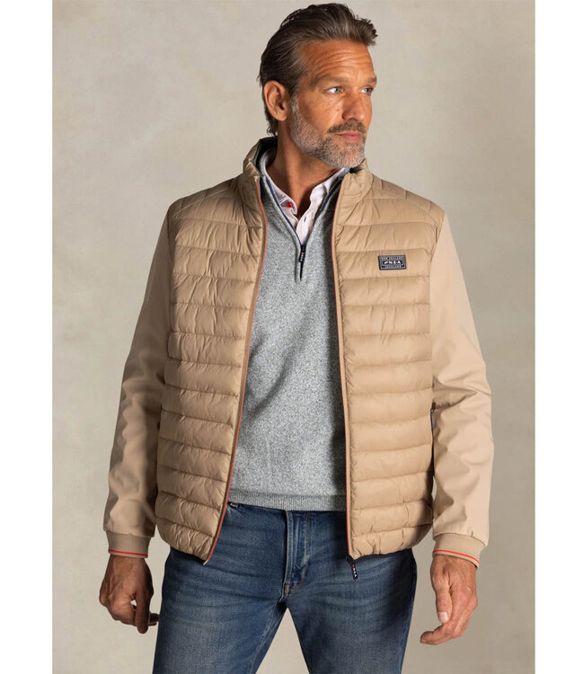 New Zealand Auckland 26AN800 1151 beige gewatteerde jas met rits en zakken