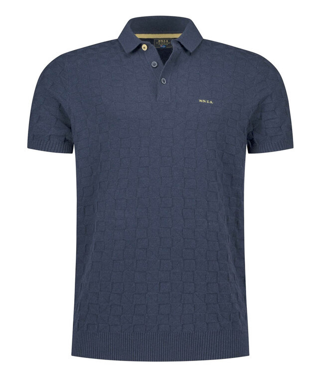New Zealand Auckland 26BN183 2604 gebreide polo structuur donkerblauw shadow navy