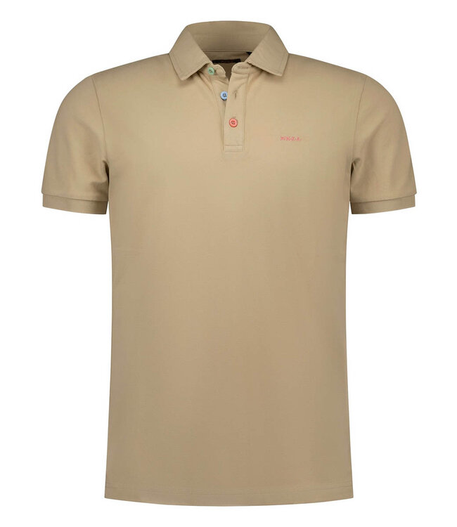 New Zealand Auckland 26CN150 1123 polo classic ecru beige met gekleurde knopen