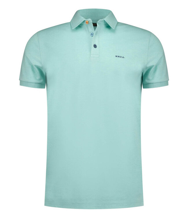 New Zealand Auckland 26CN150 1796 polo pale leaf melange aqua blauw melange met gekleurde knopen