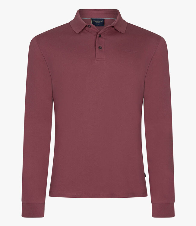 Cavallaro heren Basso polo lange mouw long sleeve burgundy katoen stretch