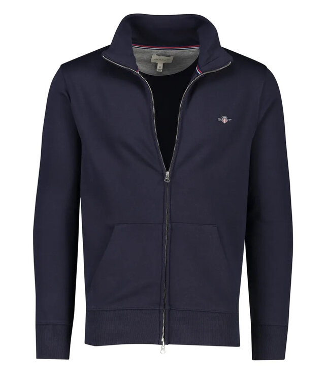 Gant 2008006 433 heren donkerblauw sweat vest met rits en zakken
