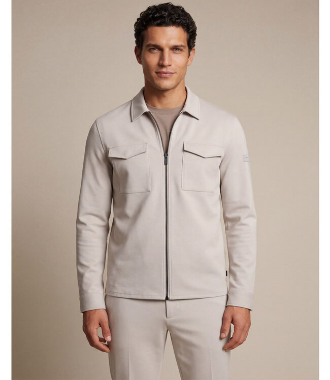 Cavallaro 123261012 Zerino overshirt dark kit met rits en dubbele borstzak