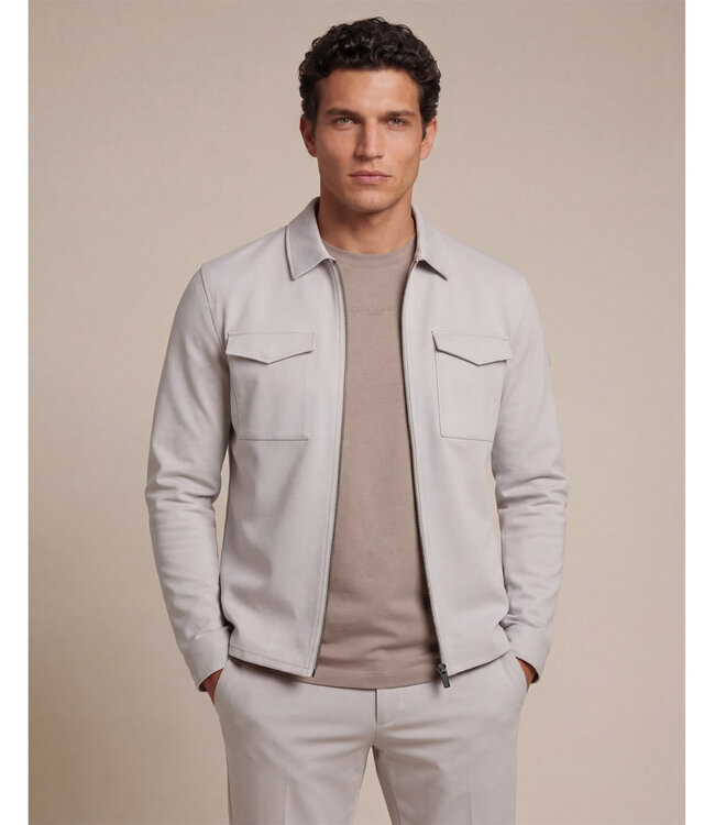 Cavallaro 123261012 Zerino overshirt dark kit met rits en dubbele borstzak