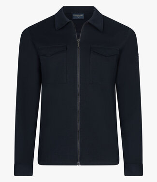 Cavallaro Zerino overshirt donkerblauw met rits en dubbele borstzak