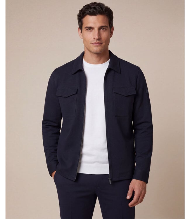 Cavallaro 123261012 Zerino overshirt donkerblauw met rits en dubbele borstzak