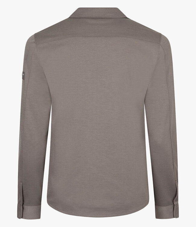 Cavallaro 123261014 Zaverio overshirt taupe melange met rits en dubbele borstzak
