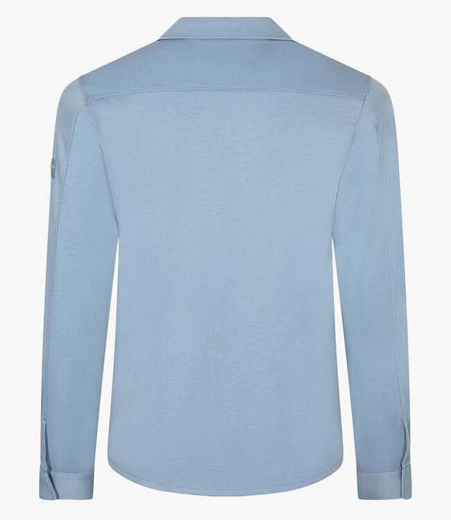 Cavallaro 123261014 Zaverio overshirt light blue melange met rits en dubbele borstzak