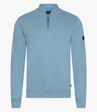 Cavallaro Diagono heren sweat zipper met ritsje blauw light blue