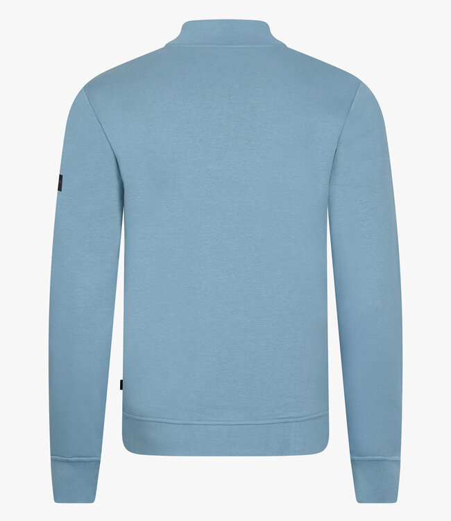Cavallaro 120261022 Diagono heren sweat zipper met ritsje blauw light blue half zip sweat