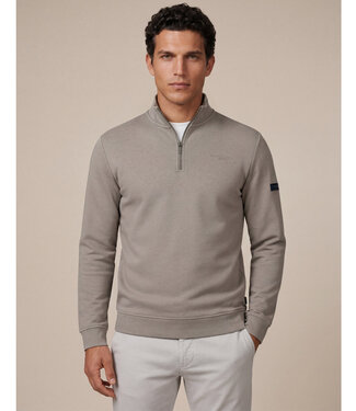 Cavallaro Diagono heren sweat zipper met ritsje taupe bruin