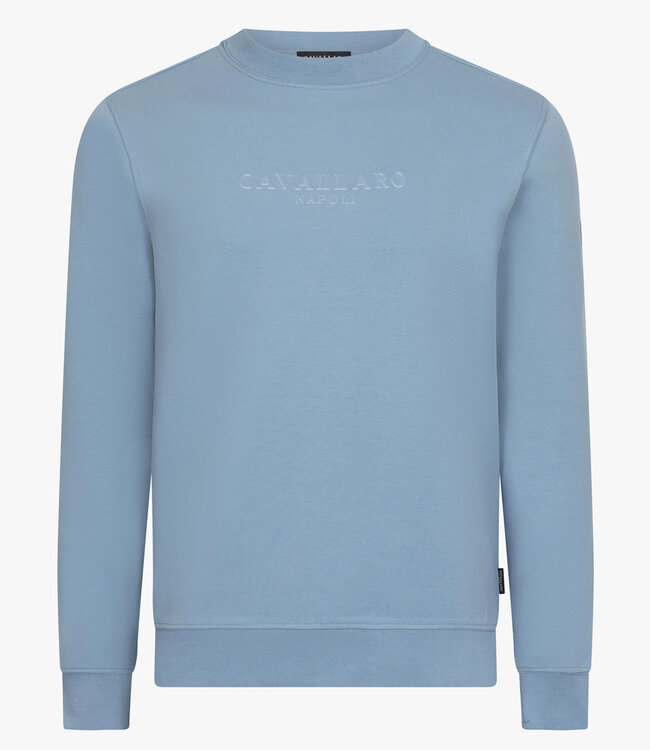 Cavallaro 120261008 Murano lichtblauw heren sweater ronde hals R Neck Sweat