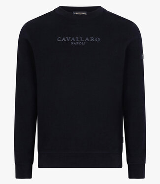 Cavallaro Murano heren sweater ronde hals donkerblauw dark blue