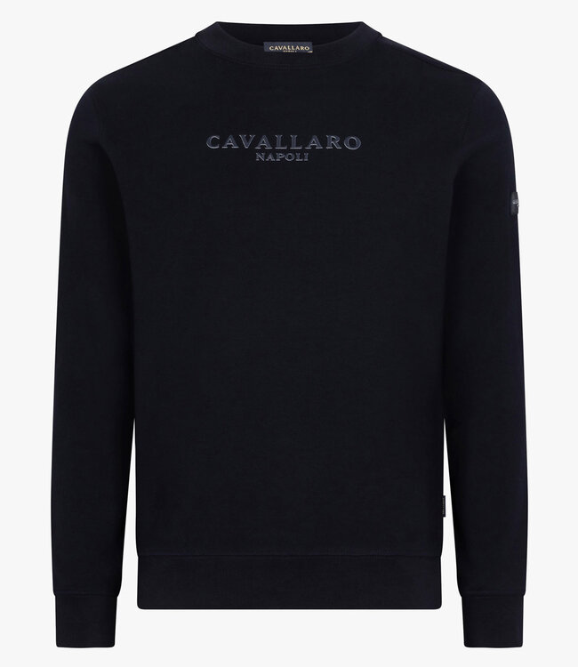Cavallaro 120261008 Murano donkerblauw dark blue heren sweater ronde hals R Neck Sweat