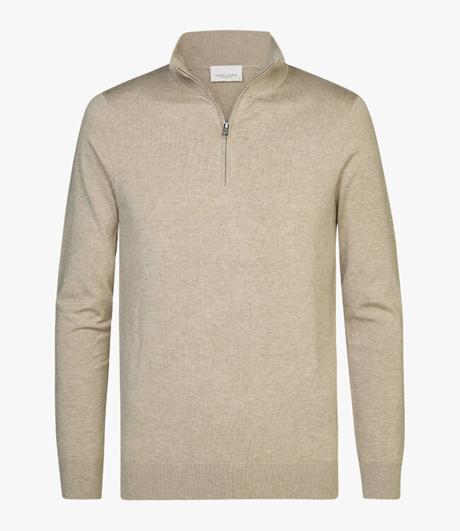 Profuomo PP2J00010C beige pullover zipper met ritsje