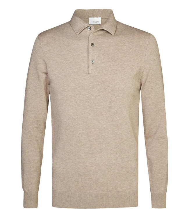 Profuomo PP2J00009C beige one piece polo lange mouw met knopen