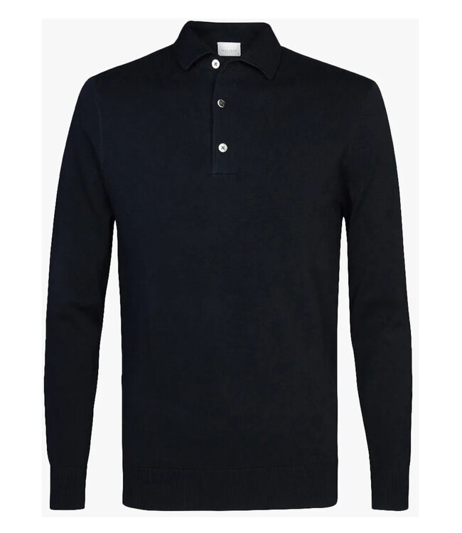 Profuomo PP2J00009A donkerblauw one piece polo lange mouw met knopen