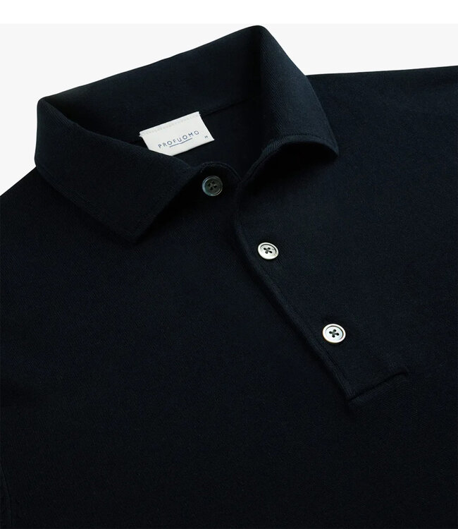 Profuomo PP2J00009A donkerblauw one piece polo lange mouw met knopen