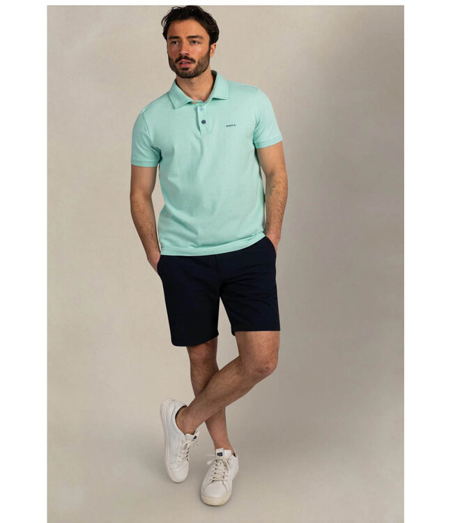 New Zealand Auckland 26CN150 1796 polo pale leaf melange aqua blauw melange met gekleurde knopen