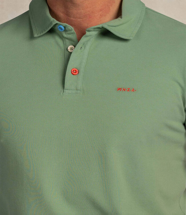 New Zealand Auckland 26CN150 1757 polo mist green olijfgroen met gekleurde knopen
