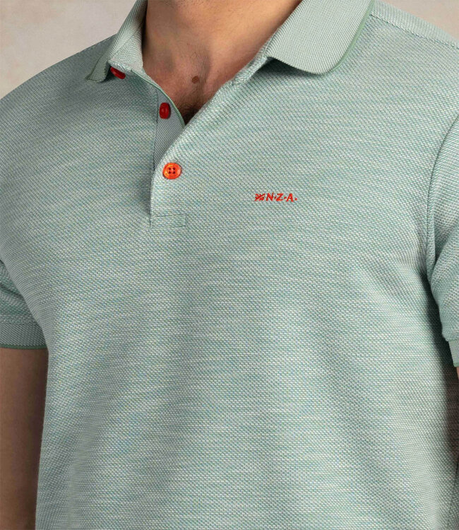 New Zealand Auckland 26CN151 1757 polo groen structuur mist green short sleeve