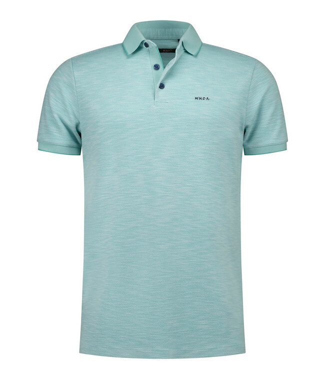 New Zealand Auckland 26CN151 1794 polo aqua blauw structuur pale leaf short sleeve