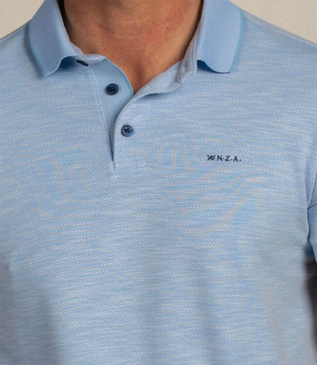 New Zealand Auckland 26CN151 2633 polo lichtblauw structuur sky blue short sleeve