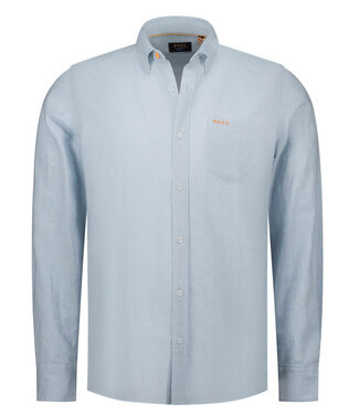 New Zealand Auckland lichtblauw sky blue melange linnen katoen overhemd