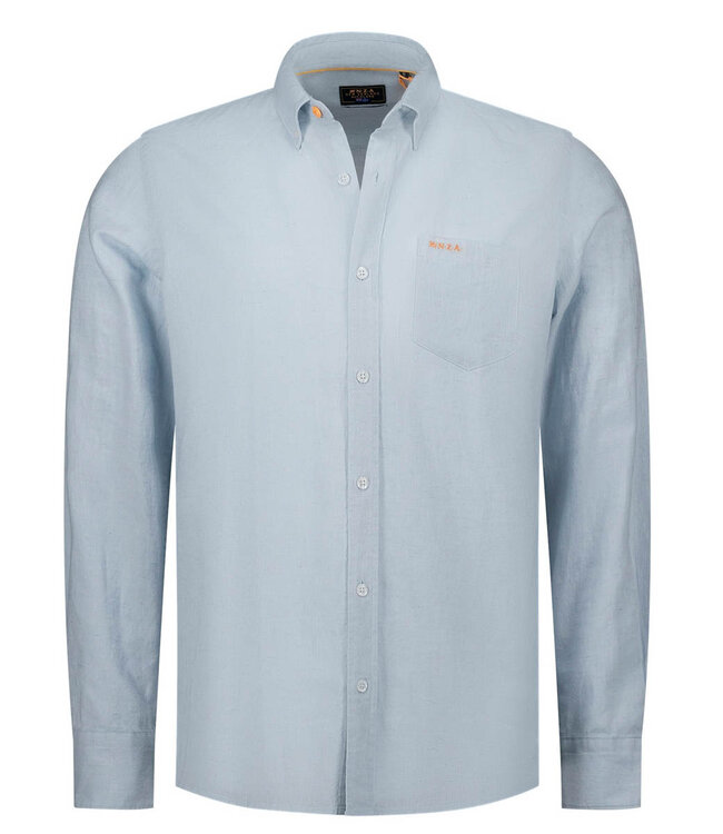 New Zealand Auckland 26CN506 2665 lichtblauw sky blue melange linnen katoen overhemd