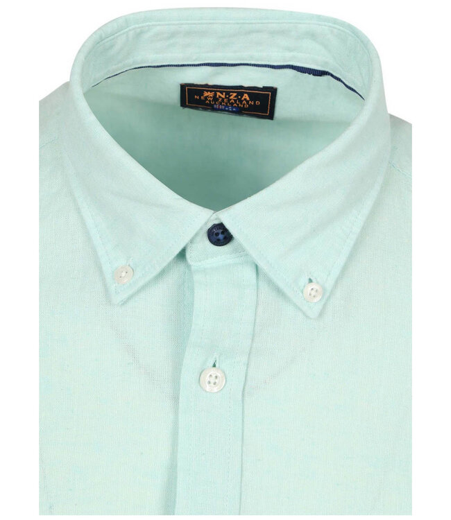 New Zealand Auckland 26CN506 1796 aqua blauw pale leaf melange linnen katoen overhemd