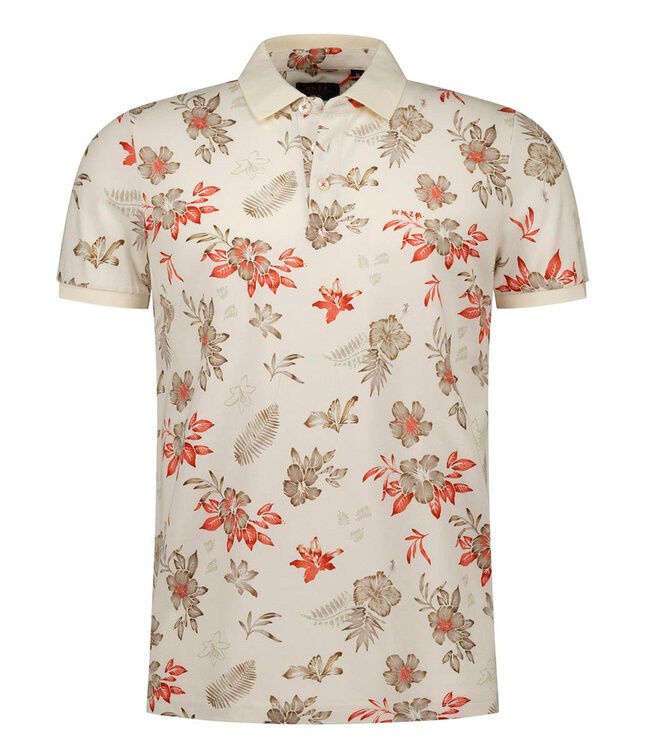 New Zealand Auckland 26CN124 1197 polo soft ecru met beige rood bloemenprint